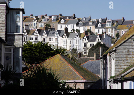 Terraced housing in St Ives in Cornwall Stock Photo