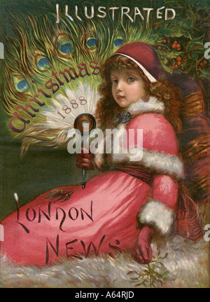 Christmas edition front page of the Illustrated London News 1888. Color lithograph Stock Photo