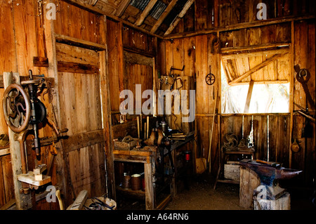 Interior of Replica (sample?)of a frontier home at the LBJ Ranch in Johnson City TX. Stock Photo
