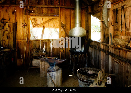 Interior of Replica (sample?)of a frontier home at the LBJ Ranch in Johnson City TX. Stock Photo