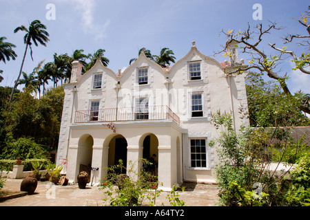 WEST INDIES Caribbean Barbados St Peter Parish St Nicholas Abbey Jacobean Plantation House and Gardens with tropical plants. Stock Photo