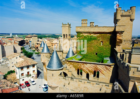 The Palacio Real Medieval Defensive Castle Complex Built by Carlos III of Navarra in 15th Century Stock Photo