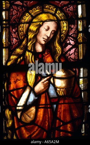 Aix En Provence France Mary Magdalene Stained Glass Window in Cathedrale St Sauveur Stock Photo