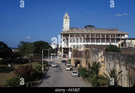 House of Wonders next to the Arab Fort Stone Town Zanzibar Tanzania Stock Photo