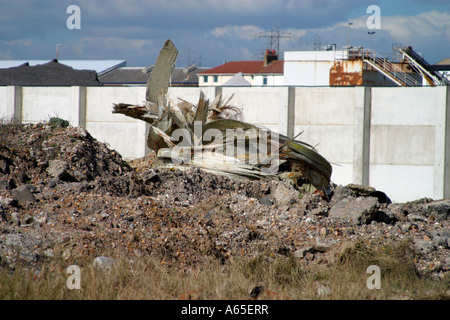 Pile of rubble and disused building material on industrial estate in Sussex, UK. Stock Photo