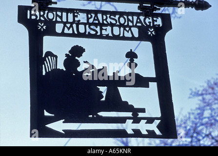 sign for Bronte Parsonage Museum Haworth Yorkshire Stock Photo