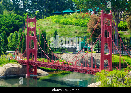 Golden Gate Bridge San Francisco at Miniland LegoLand tourist attraction in Carlsbad San Diego County California Stock Photo