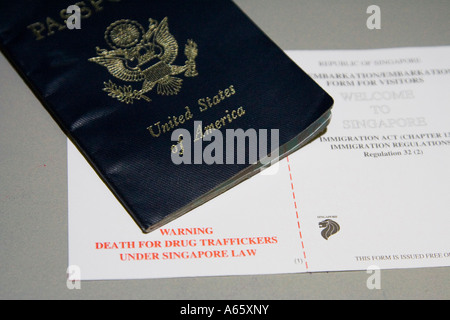 American US Passport Singapore Immigration Drug Laws Stock Photo