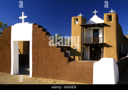USA New Mexico Taos Pueblo San Geronimo Chapel continuous habitation since A D 1350 Stock Photo