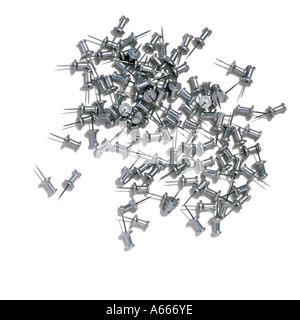 Silver drawing pins Stock Photo
