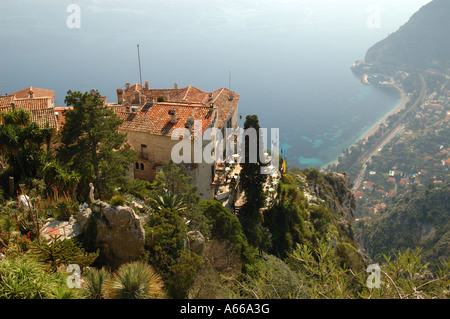 Eze village overlooking Cote d'Azur, south of France Stock Photo
