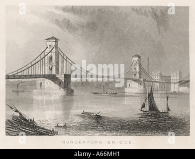 Hungerford Bridge 1846 Stock Photo