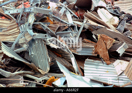 pile of twisted metal debris from demolition junk garbage waste trash Stock Photo