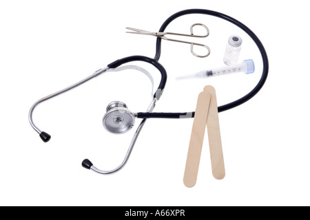 Doctor's tools cut out on white background Stock Photo