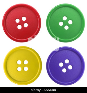 Four colorful buttons cut out on white background Stock Photo