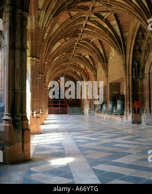 Worcester Cathedral cloisters and old bells, Worcester England UK Stock Photo