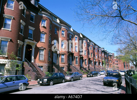 Brick row houses, South End, Boston, Massachusetts Stock Photo