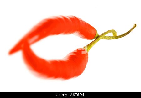 Red chilli peppers in the shape of lips Stock Photo