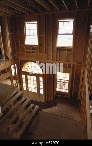 Downward view of a new home construction site entryway Stock Photo