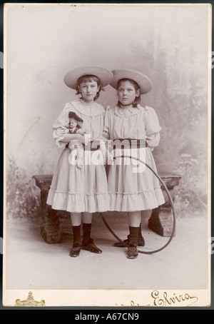 Girls Hoop Photo 1890s Stock Photo