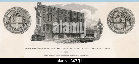 A view of the Bishopsgate workhouse in London. Date: 1819 Stock Photo ...