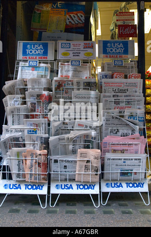 Newspaper stand in Soho central London England UK Stock Photo
