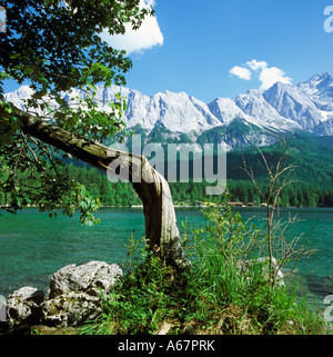 Eibsee in front of Wetterstein mountains Upper Bavaria Germany Stock Photo