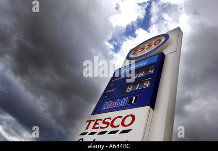 An Esso and Tesco Express petrol station sign at Woodingdean near Brighton East Sussex Stock Photo