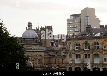 Harrogate from Crescent Road towards Royal Baths and Assembly Rooms Stock Photo