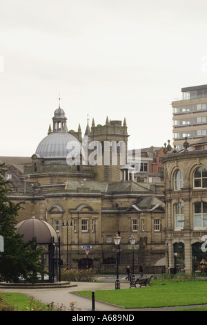 Harrogate from Crescent Road towards Royal Baths and Assembly Rooms Stock Photo