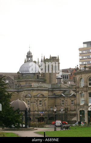 Harrogate from Crescent Road towards Royal Baths and Assembly Rooms Stock Photo