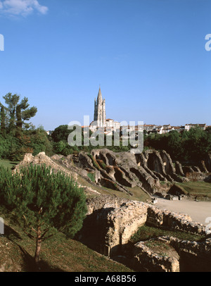 The 1st Century AD Les Arènes or the Roman Amphitheatre at Saintes Stock Photo