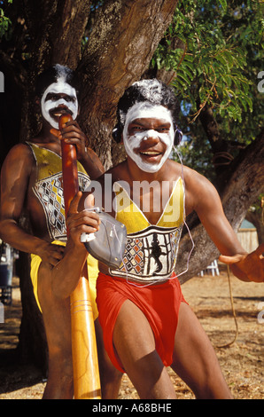 Aboriginal boys fooling around with Walkman Arnhem Land Stock Photo