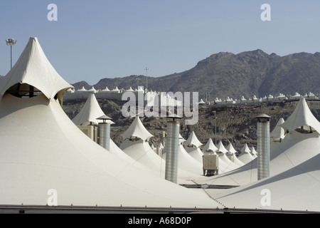 Roofs of tent city in Mina near Mecca, Saudi Arabia Stock Photo