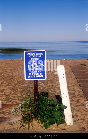 Beach handicap access parking, Cape Cod, MA Stock Photo