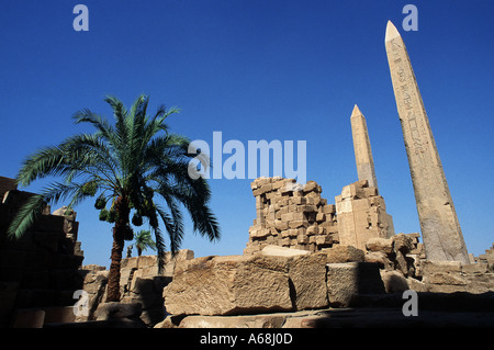 two obelisks in karnak temple Stock Photo