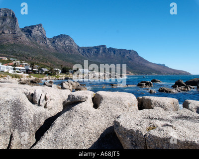 View from Bakoven beach along the coast in Capetown South Africa