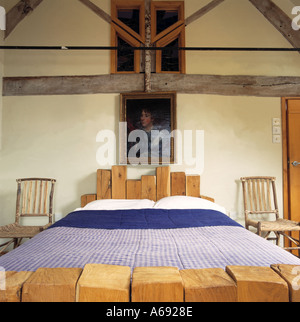 Wooden Bed Stock Photo
