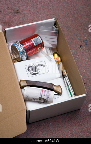 Typical drug dealer drugs and drug paraphernalia Stock Photo