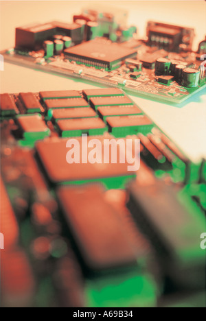 Microchips on a circuit board Stock Photo - Alamy