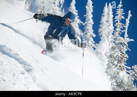 back country helicopter skiing in British Columbia, Canada Stock Photo