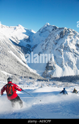 back country helicopter skiing in British Columbia, Canada Stock Photo