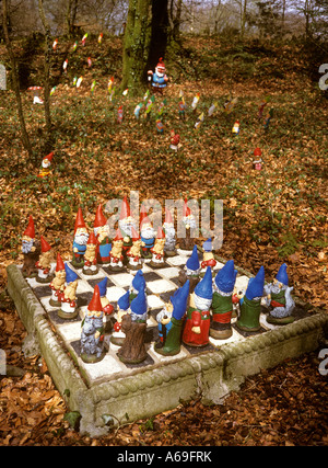 UK Devon West Putford the Gnome Reserve chess game Stock Photo