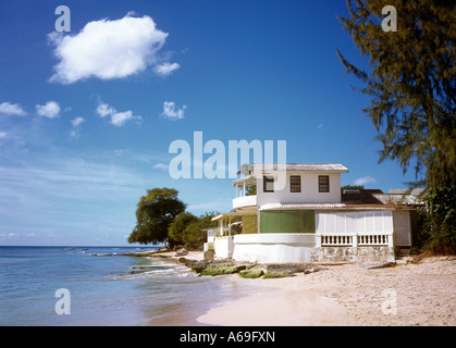 Barbados Mullins seafront house on public beach Stock Photo