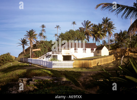 Barbados east coast Bathsheba house overlooking beach Stock Photo