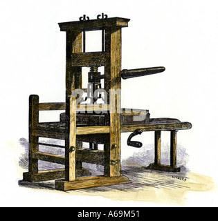 Benjamin Franklin's Printing Press. Benjamin Franklin. Etching by H. B ...