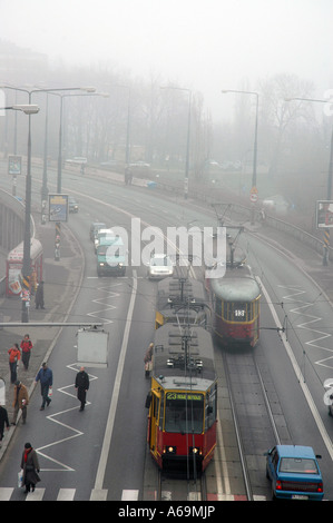 View on Solidarnosci (Solidarity) Avenue in Warsaw, capital of Poland Stock Photo