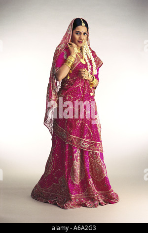 VDA77167 Punjabi Indian Bride Dressed In Traditional Bridal Costume Full Figure MR#122 Stock Photo
