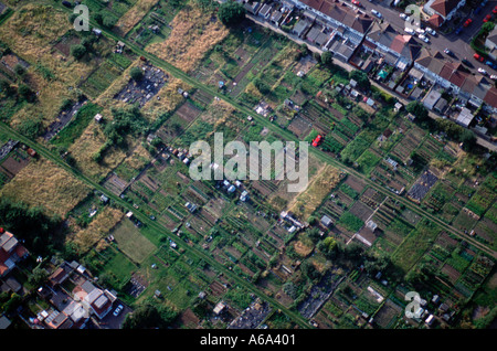 Aerial View of Allotments Hampshire UK Stock Photo