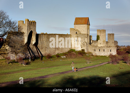 Landmarks of medieval Hanseatic town Visby Stock Photo